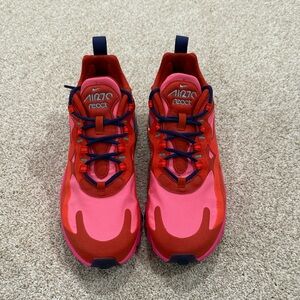 Women’s Nike AirMax 270 React Sneakers Pink and Red